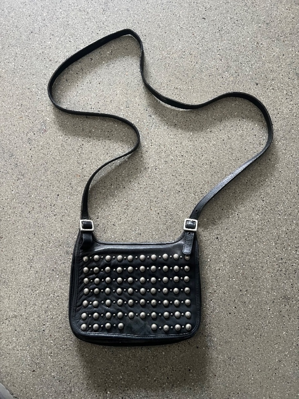 Coach Black Leather Crossbody with Silver Studs
